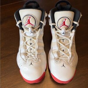 Kids White and Red Basketball Shoes